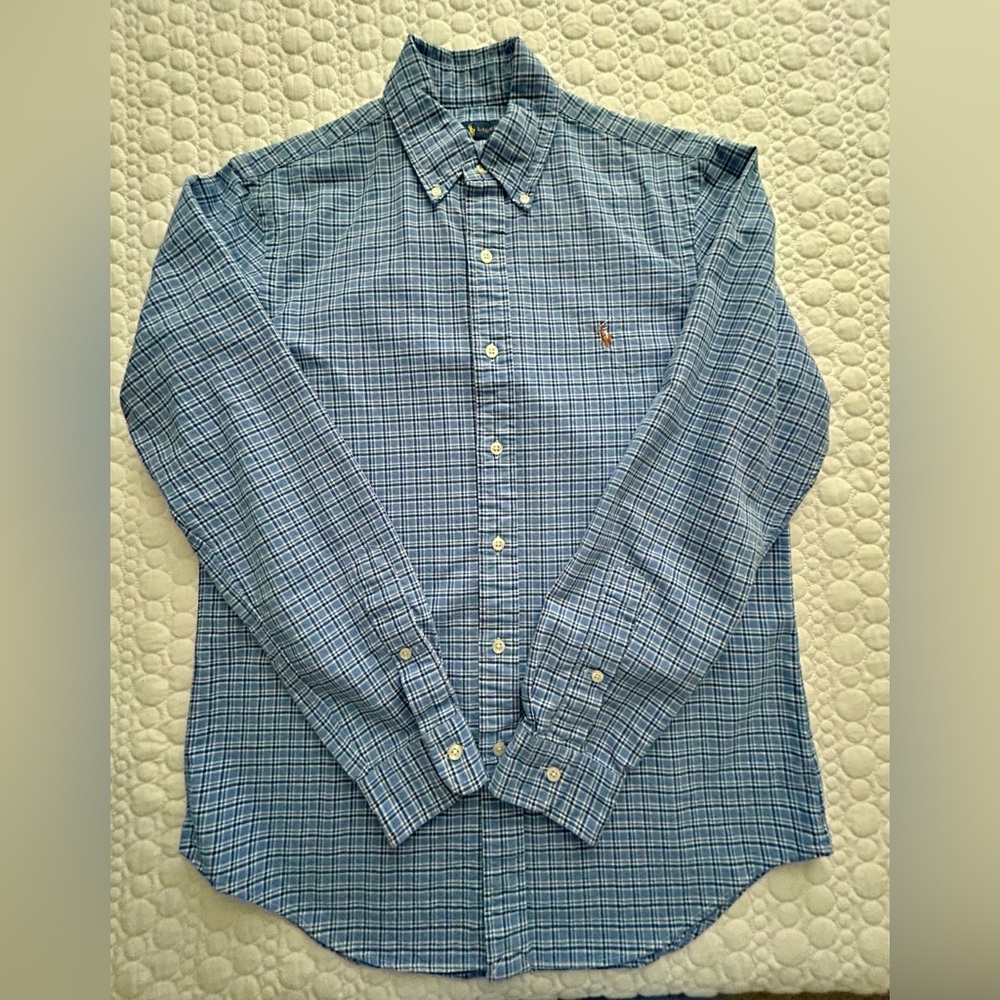 Polo Ralph Lauren Blue Checkered Men's Long Sleeve Shirt Size Small